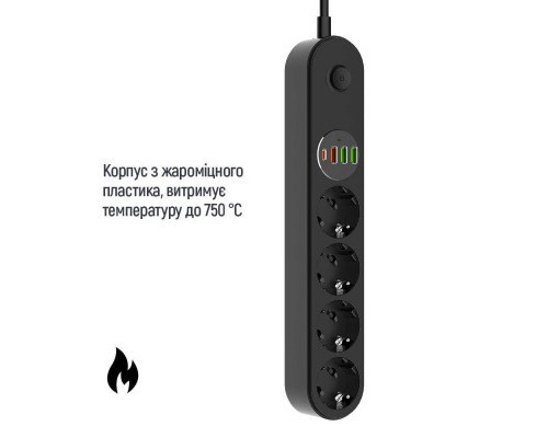 Мережевий фільтр живлення ColorWay CW-CHE44PDB, 4 розетки/4USB 2M (CW-CHE44PDB)