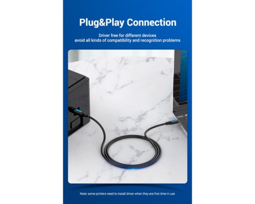 Кабель для принтера USB 2.0 USB-C/BM 2.0m 2.4А 480Mbps Vention (CQUBH)