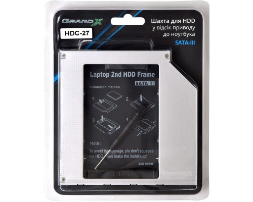 Фрейм-перехідник Grand-X HDD 2.5'' to notebook 12.7 mm ODD SATA3 (HDC-27)