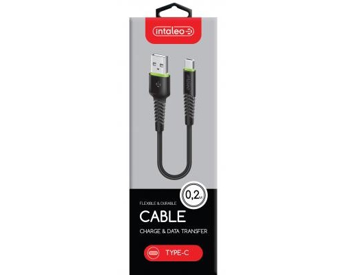 Дата кабель USB 2.0 AM to Type-C 0.2m CBFLEXT0 black Intaleo (1283126487446)