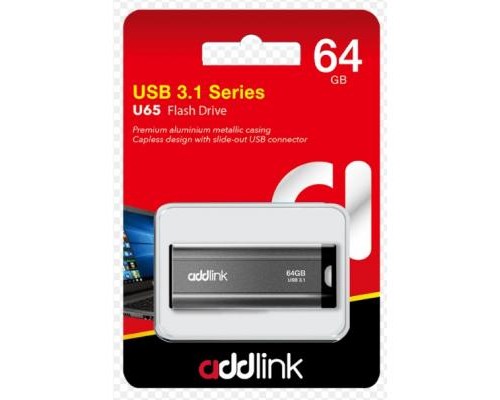 USB флеш накопичувач AddLink 64GB U65 Gray USB 3.1 (ad64GBU65G3)