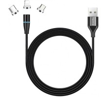 Дата кабель USB 2.0 AM to Lightning + Micro 5P + Type-C 1.0m Magnetic ColorWay (CW-CBUU038-BK)