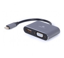 Перехідник USB-C to HDMI/VGA, 4К 30Hz Cablexpert (A-USB3C-HDMIVGA-01)