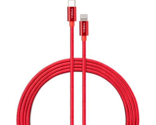 Дата кабель USB-C to Lightning 1.0m 20W Nylon Red Vinga (VCDCCLM531)