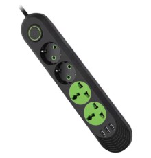 Мережевий фільтр живлення Voltronic F01U, 2роз EU + 2роз Universal, 3*USB Black (F01U-Black)