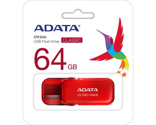 USB флеш накопичувач ADATA 64GB AUV 240 Red USB 2.0 (AUV240-64G-RRD)