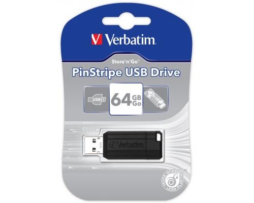 USB флеш накопичувач Verbatim 64GB Store 'n' Go PinStripe Black USB 2.0 (49065)