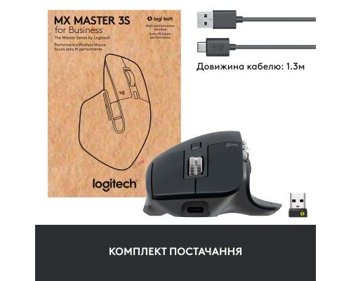 Мишка Logitech MX Master 3S for Business Performance Wireless/Bluetooth Graphite (910-006582)