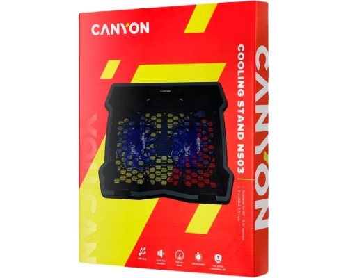 Підставка до ноутбука Canyon NS03, 10-15.6 laptop, dual-fan with 2x2.0 USB hub (CNE-HNS03)