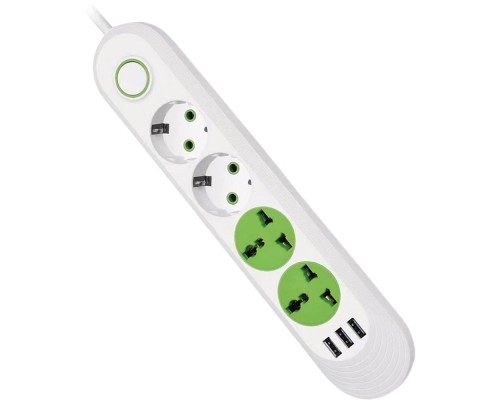 Мережевий фільтр живлення Voltronic F01U, 2роз EU + 2роз Universal, 3*USB White (F01U-White)