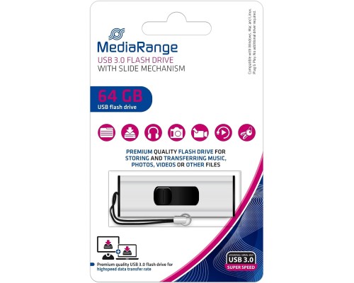 USB флеш накопичувач Mediarange 64GB Black/Silver USB 3.0 (MR917)