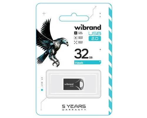 USB флеш накопичувач Wibrand 32GB Hawk Black USB 2.0 (WI2.0/HA32M1B)
