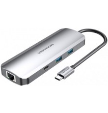 Концентратор Vention USB3.1 Type-C --> HDMI/USB 3.0x2/RJ45/USB-C/SD/TF/TRRS 3.5mm (TOMHB)