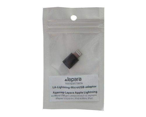 Перехідник Lightning to Micro USB Lapara (LA-Lightning-MicroUSB-adaptor black)
