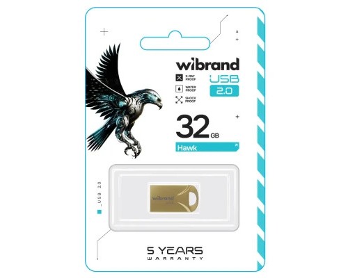 USB флеш накопичувач Wibrand 32GB Hawk Gold USB 2.0 (WI2.0/HA32M1G)
