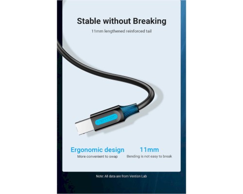 Кабель для принтера USB 2.0 AM/BM 3.0m 480Mbps PVC black Vention (COQBI)