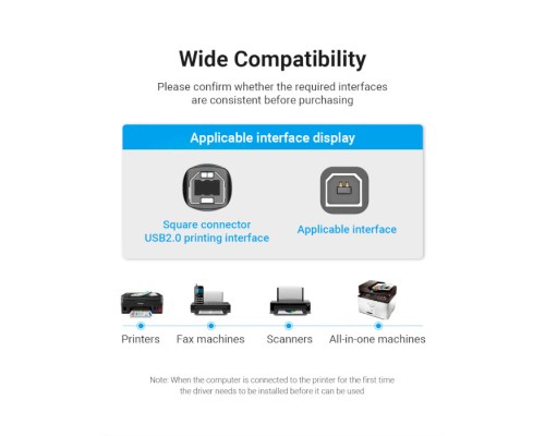 Кабель для принтера USB 2.0 AM/BM 3.0m 480Mbps PVC black Vention (COQBI)