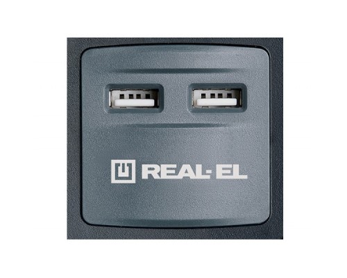 Мережевий фільтр живлення REAL-EL RS-8F USB CHARGE 3m, black (EL122300004)