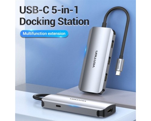 Концентратор Vention USB3.1 Type-C --> HDMI/USB 3.0x3/PD 100W Hub 5-in-1 (TODHB)