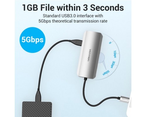 Концентратор Vention USB3.1 Type-C --> HDMI/USB 3.0x3/PD 100W Hub 5-in-1 (TODHB)