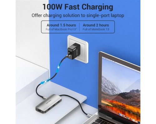 Концентратор Vention USB3.1 Type-C --> HDMI/USB 3.0x3/PD 100W Hub 5-in-1 (TODHB)