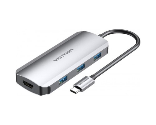 Концентратор Vention USB3.1 Type-C --> HDMI/USB 3.0x3/PD 100W Hub 5-in-1 (TODHB)