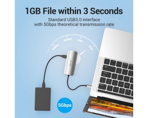 Концентратор Vention USB3.1 Type-C --> HDMI/USB 3.0x3/RJ45/PD 100W Hub 6-in-1 (TOHHB)