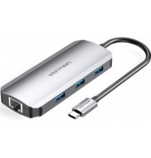 Концентратор Vention USB3.1 Type-C --> HDMI/USB 3.0x3/RJ45/PD 100W Hub 6-in-1 (TOHHB)