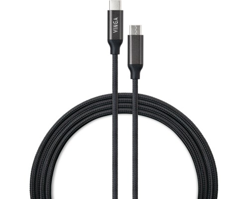 Дата кабель USB-C to USB-C 2.0m 100W E-Mark Chip Nylon Vinga (VCPCTC100BK2)