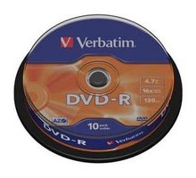 Диск DVD Verbatim 4.7Gb 16X CakeBox 10шт (43523)