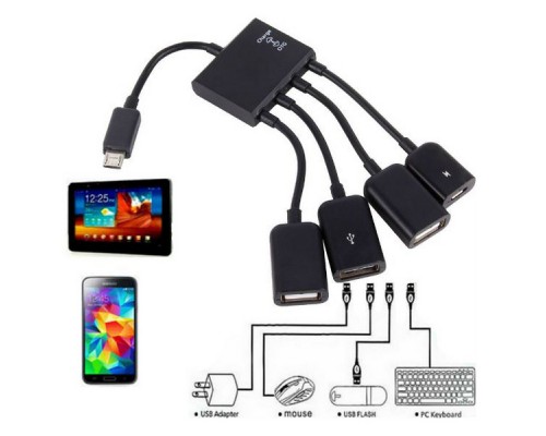 Концентратор Lapara LA-MicroUSB-OTG-HUB black