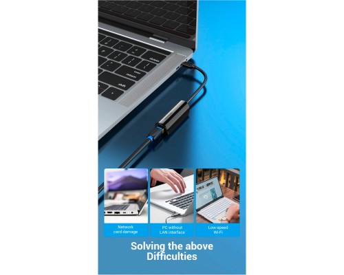 Перехідник USB3.1 Type-C to Ethernet RJ45 100 Mb Vention (CFABB)