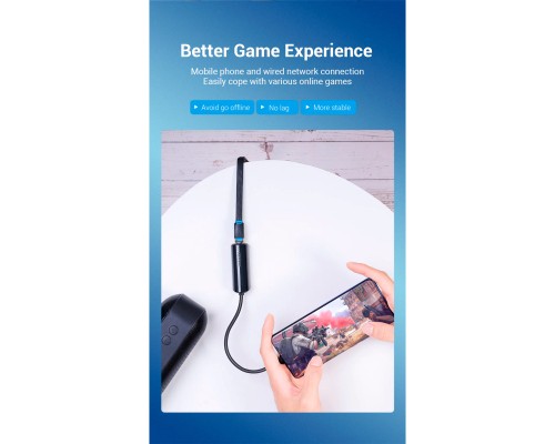 Перехідник USB3.1 Type-C to Ethernet RJ45 100 Mb Vention (CFABB)