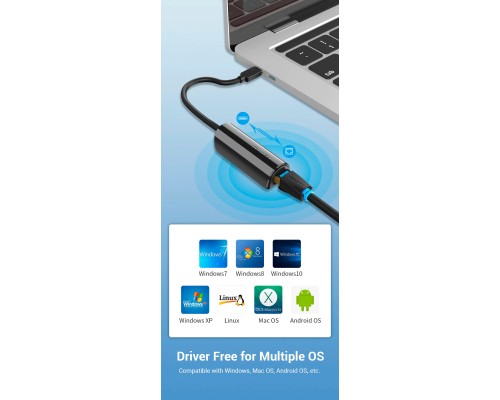 Перехідник USB3.1 Type-C to Ethernet RJ45 100 Mb Vention (CFABB)