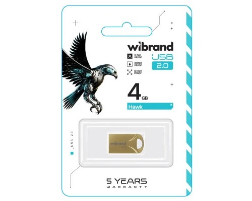 USB флеш накопичувач Wibrand 4GB Hawk Gold USB 2.0 (WI2.0/HA4M1G)