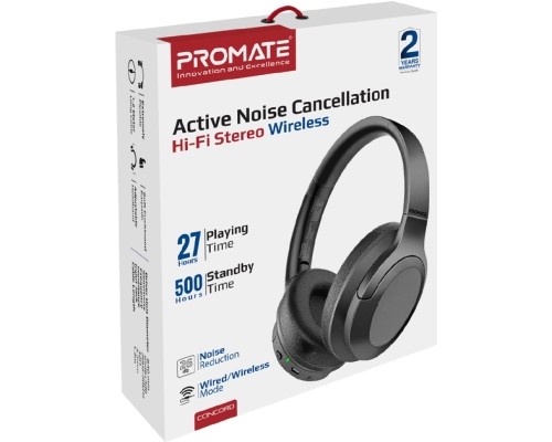 Навушники Promate Concord ANC Black (concord.black)