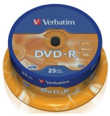 Диск DVD Verbatim 4.7Gb 16X CakeBox 25шт (43522)