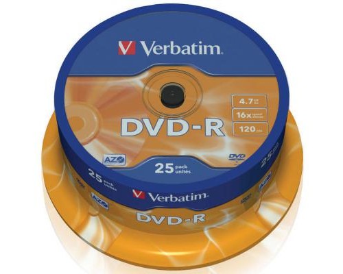 Диск DVD Verbatim 4.7Gb 16X CakeBox 25шт (43522)