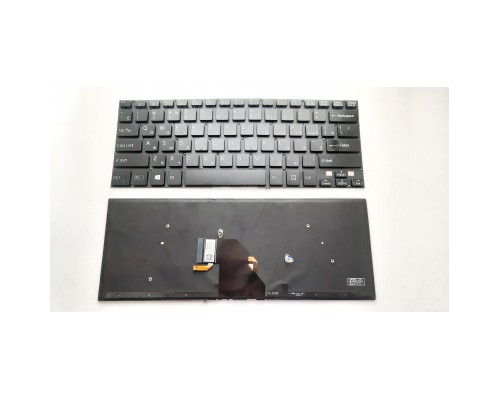 Клавіатура ноутбука Sony SVF14 (Fit 14 Series) черная без рамки подсветкой RU (A43789)