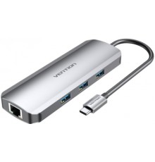 Концентратор Vention USB3.1 Type-C --> HDMI/USB 3.0x3/RJ45/SD/TF/TRRS 3.5mm/PD 10 (TOLHB)