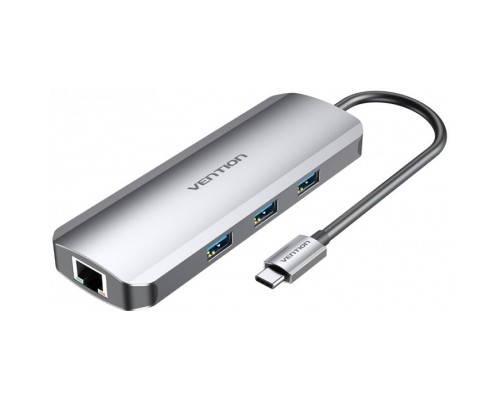 Концентратор Vention USB3.1 Type-C --> HDMI/USB 3.0x3/RJ45/SD/TF/TRRS 3.5mm/PD 10 (TOLHB)