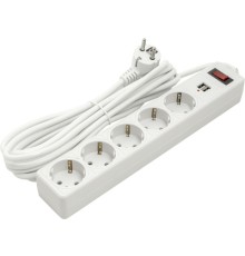 Мережевий фільтр живлення PowerPlant 5м, 5 розеток, USB 2.1A (JY-1056U/5) (PPSA10M50S5U)