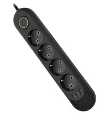 Мережевий фільтр живлення Voltronic F04U, 4роз EU, 3*USB Black (F04U-Black)