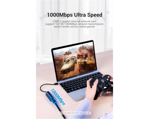 Перехідник USB3.1 Type-C to Ethernet RJ45 1000 Mb Gigabit Vention (CFBBB)