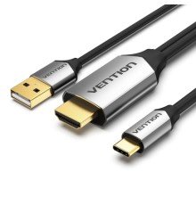 Кабель мультимедійний USB-C 3.1 to HDMI 1.5m v.2.0 4K 60Hz USB Power Supply black Vention (CGTBG)