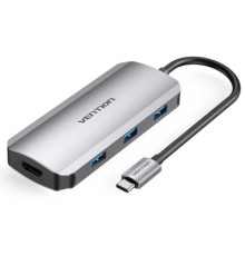 Концентратор Vention USB3.1 Type-C --> HDMI/USB-C Gen 1/USB 3.0x3/PD 100W Hub 6-i (TOFHB)