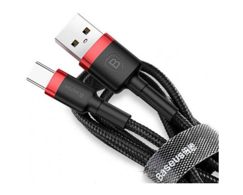 Дата кабель USB 2.0 AM to Type-C 0.5m 3A red-black Baseus (CATKLF-A91)