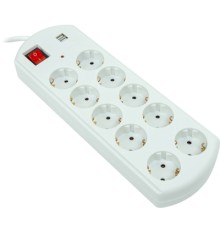 Мережевий фільтр живлення PowerPlant 5м, 10 розеток, USB, євро, 100% мідь (YS-N6065/5) (EX610556)