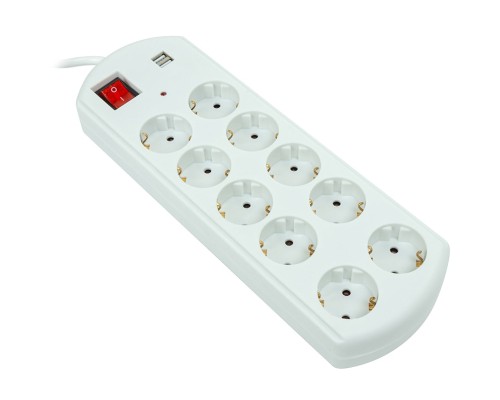 Мережевий фільтр живлення PowerPlant 5м, 10 розеток, USB, євро, 100% мідь (YS-N6065/5) (EX610556)