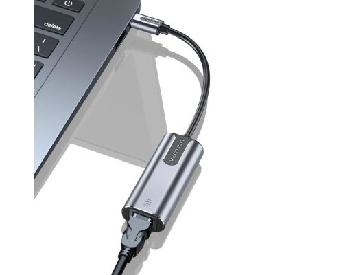 Перехідник USB3.1 Type-C to Ethernet RJ45 1000Mb Aluminum black Vention (CFNHB)